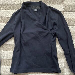 Linda Allard Ellen Tracy Navy Wrap Top